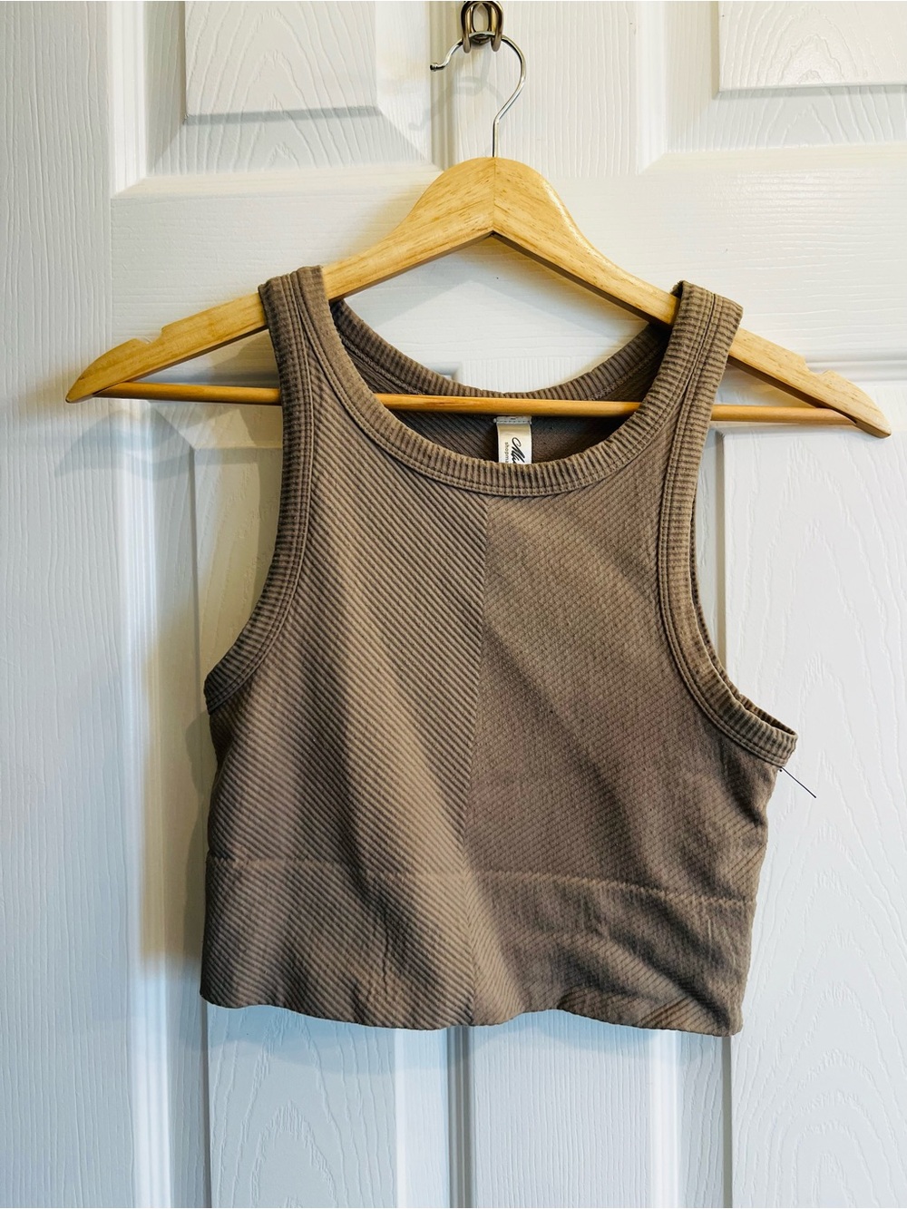 mahina Ribbed Crop Tank Top - Taupe Brown
